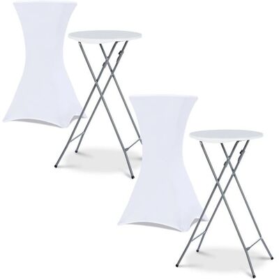 Set de Mesas Altas Plegables Idmarket - 2 Fundas Blancas Set de Mesas Altas Plegables Idmarket - 2 Fundas Blancas