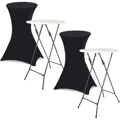 IDMARKET Lot de 2 tables hautes pliantes 105 cm - Housses noires & structure en acier IDMARKET Lot de 2 tables hautes pliantes 105 cm - Housses noires & structure en acier