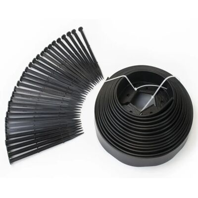 IDMARKET - Bordo flessibile da giardino 10 m nero con 30 picchetti IDMARKET - Bordo flessibile da giardino 10 m nero con 30 picchetti