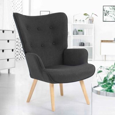 IDMARKET Sillón Ivar - Estilo Escandinavo Tapizado Gris Antracita IDMARKET Sillón Ivar - Estilo Escandinavo Tapizado Gris Antracita