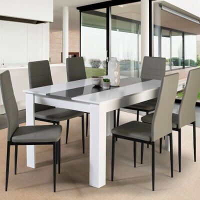 Tavolo da pranzo Georgia bianco e grigio per 6 persone - IDMARKET Tavolo da pranzo Georgia bianco e grigio per 6 persone - IDMARKET