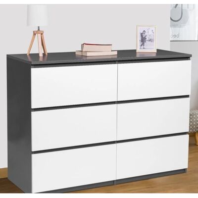 IDMARKET Arcón TOMI 6 Cassetti Bianco Grigio - Comò IDMARKET Arcón TOMI 6 Cassetti Bianco Grigio - Comò