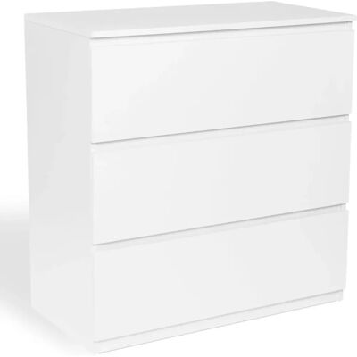 IDMARKET - Comò in legno bianco con 3 cassetti - Camera o ufficio IDMARKET - Comò in legno bianco con 3 cassetti - Camera o ufficio