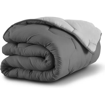 IDMARKET - Duvet microfibre réversible - 220x240 cm - Gris IDMARKET - Duvet microfibre réversible - 220x240 cm - Gris