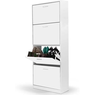 Idmarket - Meuble à chaussures - Blanc - 4 Portes Idmarket - Meuble à chaussures - Blanc - 4 Portes