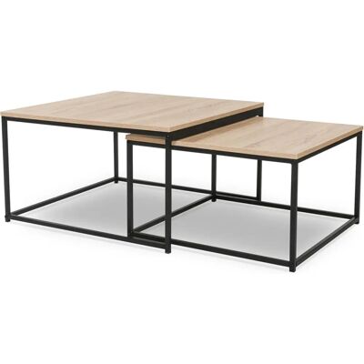 Idmarket Set di 2 Tavoli Bassi in Stile Industriale Idmarket Set di 2 Tavoli Bassi in Stile Industriale