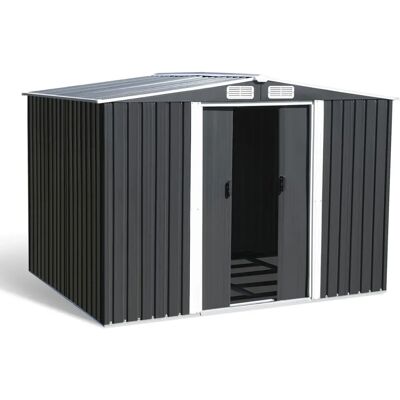 IDMarket Abri de Jardin - 5,3m² Acier, Gris, Porte Double - Publicité IDMarket Abri de Jardin - 5,3m² Acier, Gris, Porte Double - Publicité