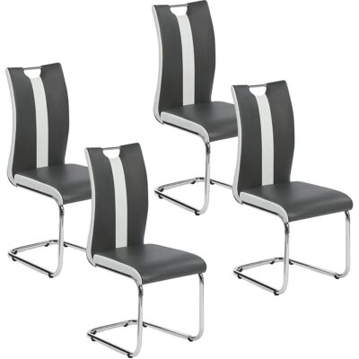 IDMARKET PIA Chaises de Salle à Manger Gris et Blanc - Chaises de Salle à Manger IDMARKET PIA Chaises de Salle à Manger Gris et Blanc - Chaises de Salle à Manger