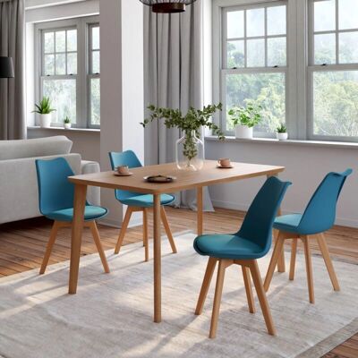 IDMARKET Set di 4 sedie scandinave Sara blu pato IDMARKET Set di 4 sedie scandinave Sara blu pato