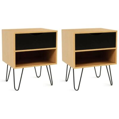 Idmarket - Ensemble de tables de nuit Noemi avec tiroir et étagère - Publicité Idmarket - Ensemble de tables de nuit Noemi avec tiroir et étagère - Publicité