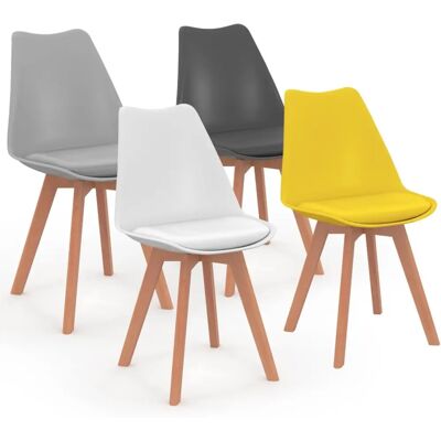 Ensemble de 4 chaises scandinaves ID Market - Dossier flexible ergonomique - Publicité Ensemble de 4 chaises scandinaves ID Market - Dossier flexible ergonomique - Publicité