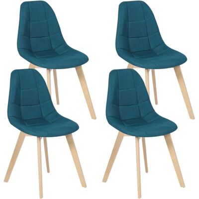 IDMARKET Chaises de salle à manger scandinaves - Set de 4 - Tissu bleu IDMARKET Chaises de salle à manger scandinaves - Set de 4 - Tissu bleu