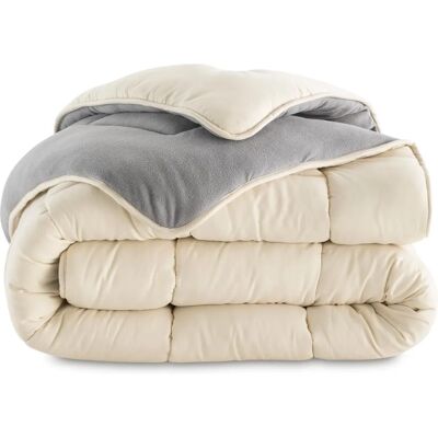 IDMARKET Piumino - Polare bifacciale 220x240 cm - Grigio & Crema IDMARKET Piumino - Polare bifacciale 220x240 cm - Grigio & Crema