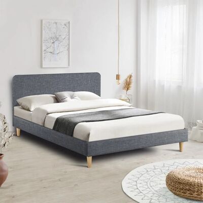 IDMARKET Lit BALTA 160x200 Style scandinave Gris IDMARKET Lit BALTA 160x200 Style scandinave Gris