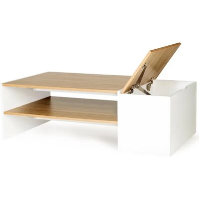 IDMARKET Tavolo basso Izia - Rettangolare, Bianco, Spazio di stoccaggio IDMARKET Tavolo basso Izia - Rettangolare, Bianco, Spazio di stoccaggio