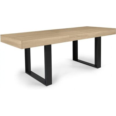 Table à manger extensible Phoenix Idmarket Noir et bois clair - Table à manger - Publicité Table à manger extensible Phoenix Idmarket Noir et bois clair - Table à manger - Publicité