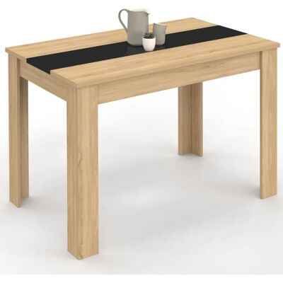 Idmarket - Tavolo da pranzo moderno per 4 persone, effetto faggio e nero - 110cm Idmarket - Tavolo da pranzo moderno per 4 persone, effetto faggio e nero - 110cm
