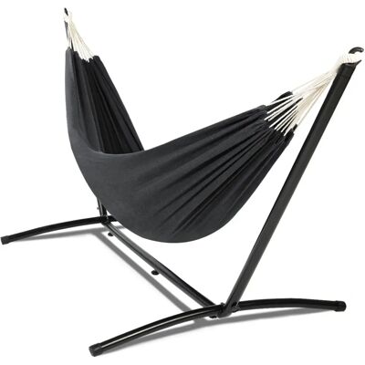 IDMARKET Hamac avec support métallique et toile grise anthracite - 1 personne - Publicité IDMARKET Hamac avec support métallique et toile grise anthracite - 1 personne - Publicité