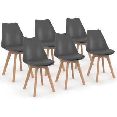 Idmarket Sara 6 Chaises Scandinaves Gris Foncé - Chaises de salle à manger Idmarket Sara 6 Chaises Scandinaves Gris Foncé - Chaises de salle à manger