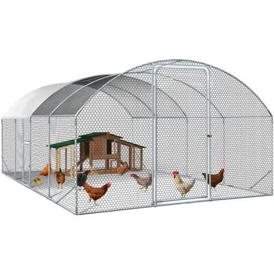Poulailler en forme de dôme IDMarket - 15 m², 3x5 m, Maille en acier, Toit étanche Poulailler en forme de dôme IDMarket - 15 m², 3x5 m, Maille en acier, Toit étanche