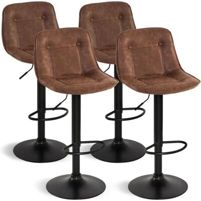 Idmarket Denver Tabourets Vintage Marron - Lot de 4 Idmarket Denver Tabourets Vintage Marron - Lot de 4