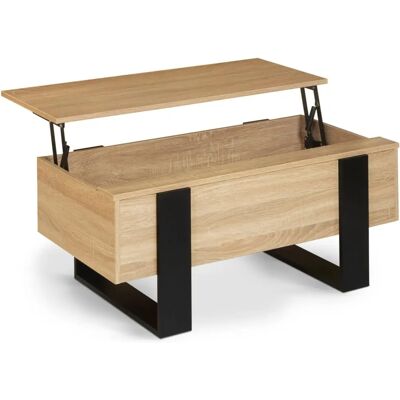 Idmarket Phoenix Couchtisch - 2-in-1, Schwarz & Holz Idmarket Phoenix Couchtisch - 2-in-1, Schwarz & Holz