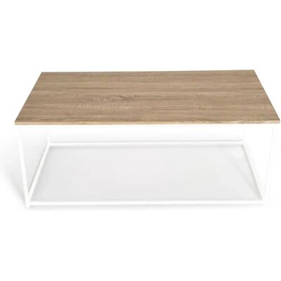 Idmarket Detroit Industrielle Couchtisch - 113cm Weiß Metall Holz Idmarket Detroit Industrielle Couchtisch - 113cm Weiß Metall Holz