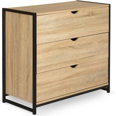 IDMARKET Commode Detroit 3 tiroirs - Design industriel - Publicité IDMARKET Commode Detroit 3 tiroirs - Design industriel - Publicité