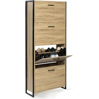 Idmarket Luis Armario zapatero de diseño industrial - 4 puertas Idmarket Luis Armario zapatero de diseño industrial - 4 puertas