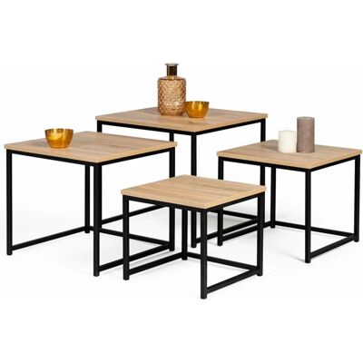 Idmarket Set di 4 Tavolini Nido Detroit - Stile Industriale - 4 Taglie Idmarket Set di 4 Tavolini Nido Detroit - Stile Industriale - 4 Taglie
