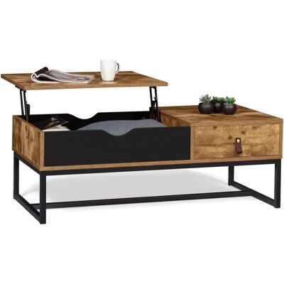 Idmarket Chicago Couchtisch mit Hubplatte, 1 Schublade, Industriedesign Idmarket Chicago Couchtisch mit Hubplatte, 1 Schublade, Industriedesign