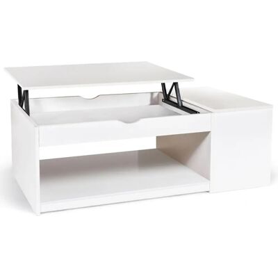 Idmarket Table basse blanche avec mécanisme de levage - Table basse Idmarket Table basse blanche avec mécanisme de levage - Table basse
