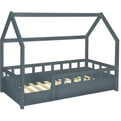 IDMARKET Lit cabane enfant 80x160cm gris IDMARKET Lit cabane enfant 80x160cm gris