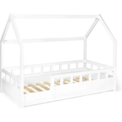 Letto a capanna per bambini IDMARKET 80x160cm bianco con sponde Letto a capanna per bambini IDMARKET 80x160cm bianco con sponde