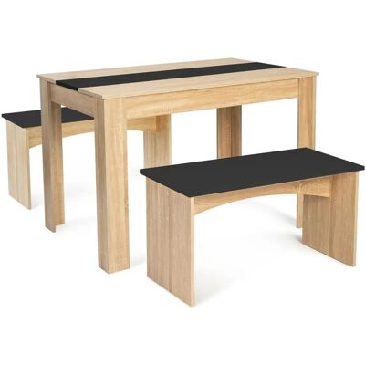 Idmarket Esstisch-Set - 110cm Buche & Schwarz - Modernes Möbel für 4 Personen Idmarket Esstisch-Set - 110cm Buche & Schwarz - Modernes Möbel für 4 Personen