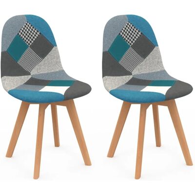 Idmarket Modèle 2 Chaises de salle à manger patchwork bleues et grises - Mobilier - Publicité Idmarket Modèle 2 Chaises de salle à manger patchwork bleues et grises - Mobilier - Publicité