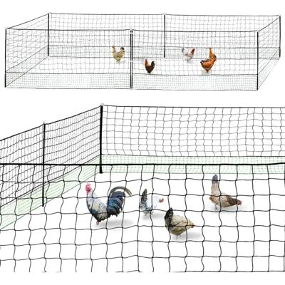 IDMARKET Kit Clôture Poules - 12M, Vert/Noir, Facile à Installer IDMARKET Kit Clôture Poules - 12M, Vert/Noir, Facile à Installer