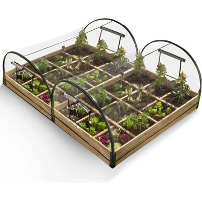 IDMARKET Gartenbeet-Set - 2 Quadrate, 12 Fächer, Abdeckungen IDMARKET Gartenbeet-Set - 2 Quadrate, 12 Fächer, Abdeckungen