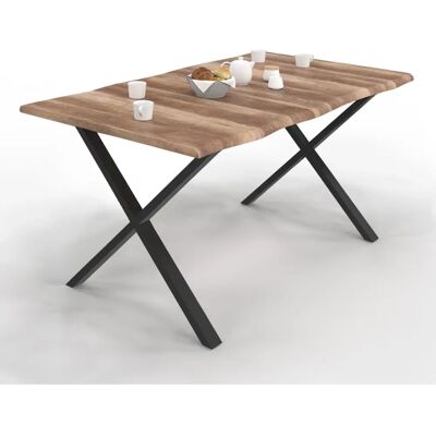 IDMARKET Dakota Esstisch für 6 Personen, X-förmige Beine - Industrie-Design IDMARKET Dakota Esstisch für 6 Personen, X-förmige Beine - Industrie-Design