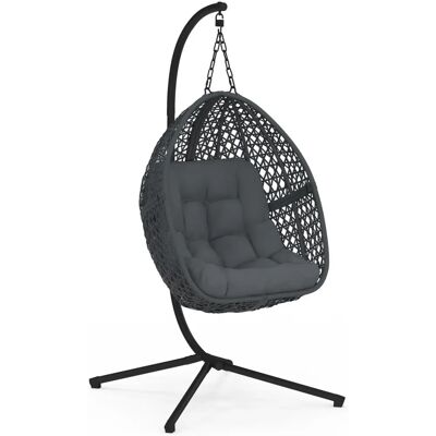 Sillón Luna Colgante IDMarket con Cojín Gris - Relajación y Modernidad Sillón Luna Colgante IDMarket con Cojín Gris - Relajación y Modernidad