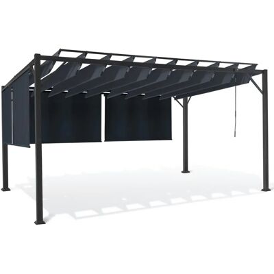 IDMarket Pergola Luxe 3x4m Verstellbare Lamellen & 4 Seitenmarkisen - Pergola IDMarket Pergola Luxe 3x4m Verstellbare Lamellen & 4 Seitenmarkisen - Pergola