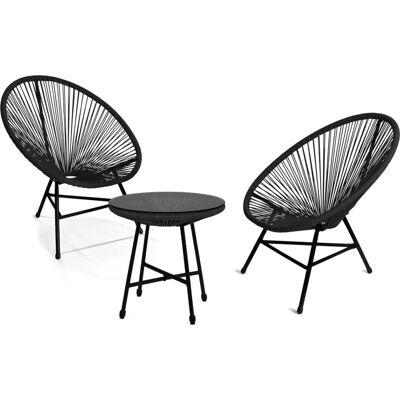 Idmarket Gartentisch-Set - Tisch & 2 Stühle - Schwarz Idmarket Gartentisch-Set - Tisch & 2 Stühle - Schwarz