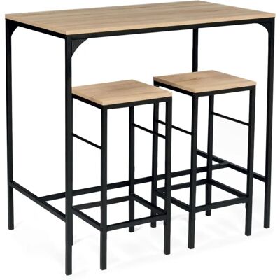 Ensemble de bar industriel Idmarket Detroit - Table haute 100cm & 2 tabourets - Publicité Ensemble de bar industriel Idmarket Detroit - Table haute 100cm & 2 tabourets - Publicité