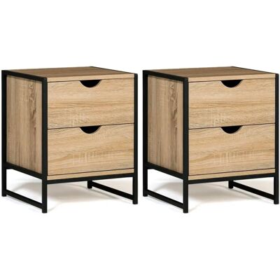 Idmarket Comodini Detroit - 2 Legno Metallo - 50cm di Altezza Idmarket Comodini Detroit - 2 Legno Metallo - 50cm di Altezza