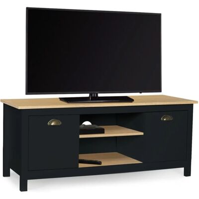 Support TV vintage IDMARKET avec rangement - Noir et bois - 113cm - Publicité Support TV vintage IDMARKET avec rangement - Noir et bois - 113cm - Publicité