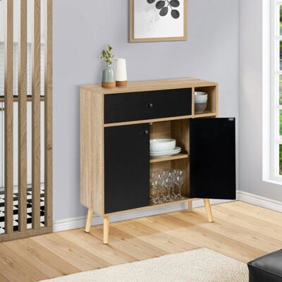 IDMARKET Emmie Mobile di stoccaggio scandinavo - Nero e legno IDMARKET Emmie Mobile di stoccaggio scandinavo - Nero e legno