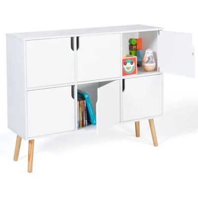 Étagère de rangement en bois blanc IDMARKET avec 6 compartiments - Publicité Étagère de rangement en bois blanc IDMARKET avec 6 compartiments - Publicité