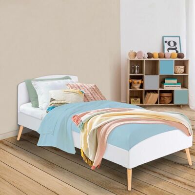 IDMARKET SOREN Weißes Holz Scandinavian Bett - Bett 90x190 cm IDMARKET SOREN Weißes Holz Scandinavian Bett - Bett 90x190 cm