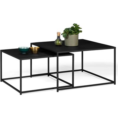 Idmarket Davis 60/70 Tavolini impilabili in metallo nero - Tavolini Idmarket Davis 60/70 Tavolini impilabili in metallo nero - Tavolini