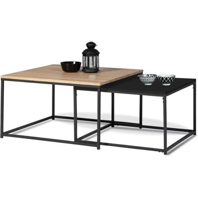 Idmarket Denton 60/70 - Industrielle Couchtische - Schwarz Holz Idmarket Denton 60/70 - Industrielle Couchtische - Schwarz Holz